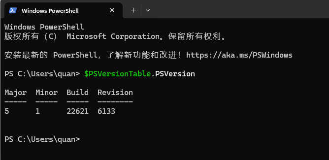 查看当前PowerShell的内核版本